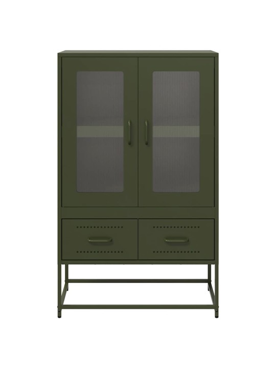 Skříň highboard olivově zelená 68 x 39 x 111,5 cm ocel