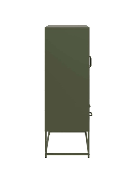 Skříň highboard olivově zelená 68 x 39 x 111,5 cm ocel