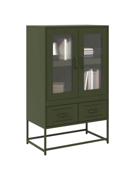 Skříň highboard olivově zelená 68 x 39 x 111,5 cm ocel