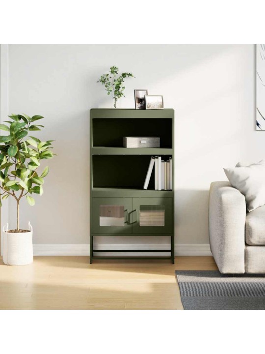 Skříň highboard olivově zelená 68x39x123 cm ocel
