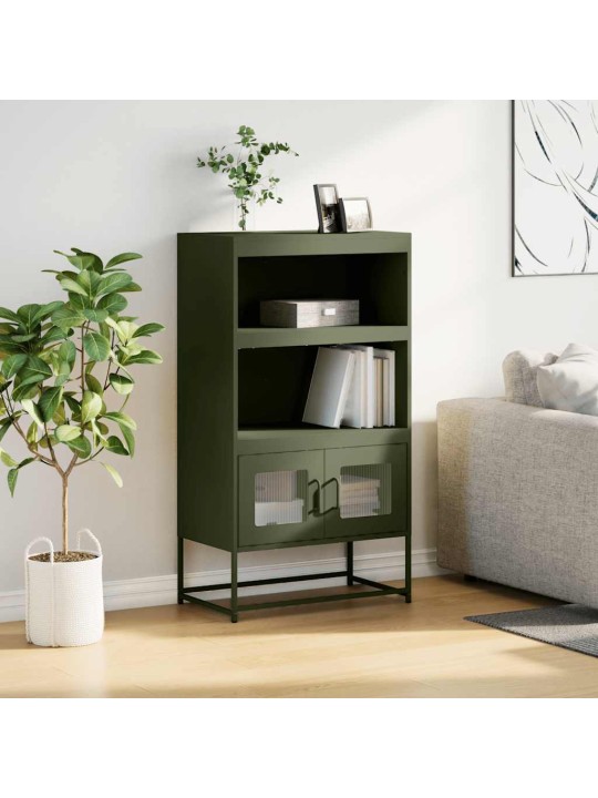 Skříň highboard olivově zelená 68x39x123 cm ocel