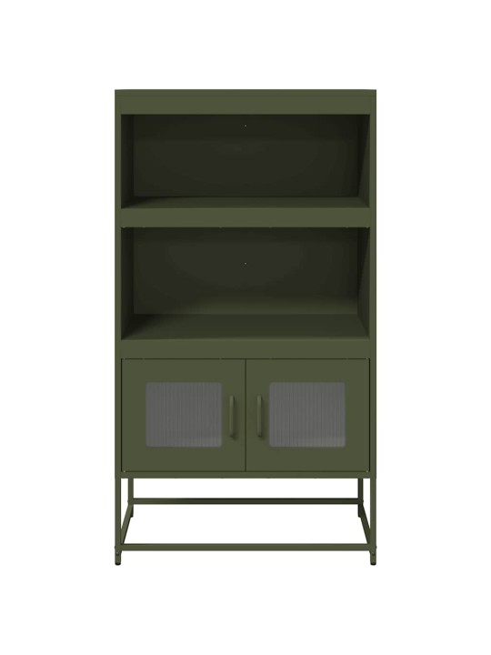 Skříň highboard olivově zelená 68x39x123 cm ocel