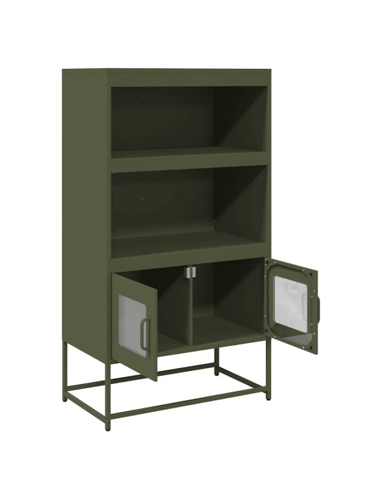 Skříň highboard olivově zelená 68x39x123 cm ocel