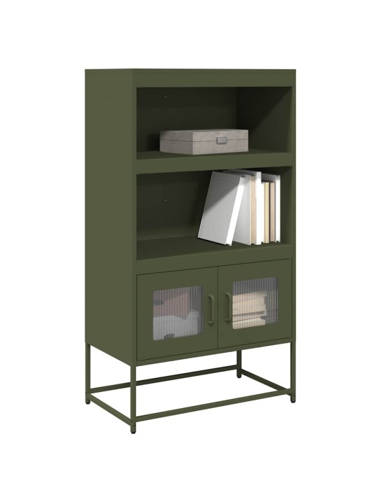 Skříň highboard olivově zelená 68x39x123 cm ocel