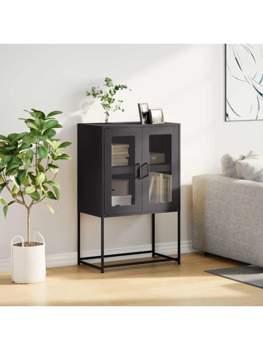Skříň highboard černá 68x39x107 cm ocel