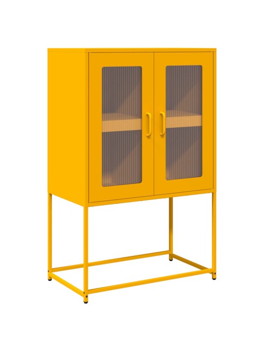Skříň highboard hořčicově žlutá 68x39x107 cm ocel