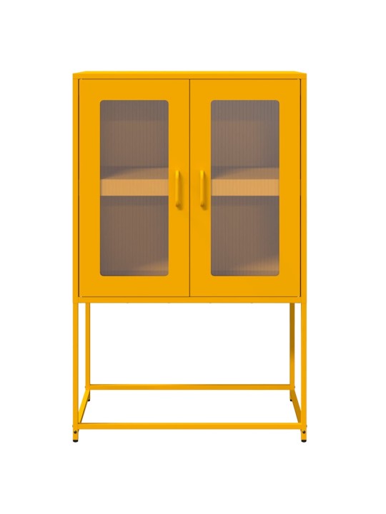 Skříň highboard hořčicově žlutá 68x39x107 cm ocel