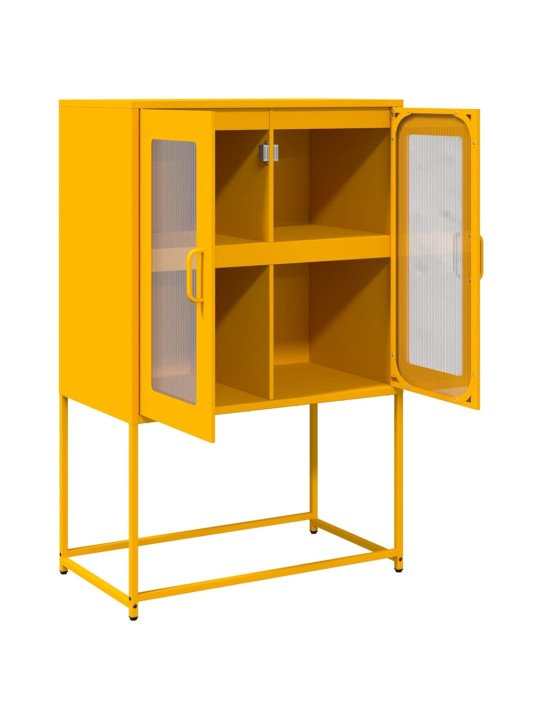 Skříň highboard hořčicově žlutá 68x39x107 cm ocel