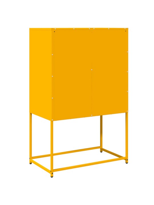 Skříň highboard hořčicově žlutá 68x39x107 cm ocel