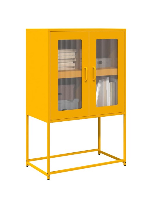 Skříň highboard hořčicově žlutá 68x39x107 cm ocel