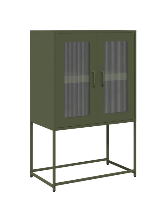 Skříň highboard olivově zelená 68x39x107 cm ocel
