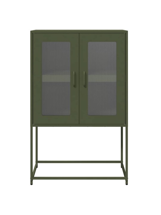 Skříň highboard olivově zelená 68x39x107 cm ocel