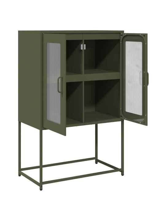 Skříň highboard olivově zelená 68x39x107 cm ocel