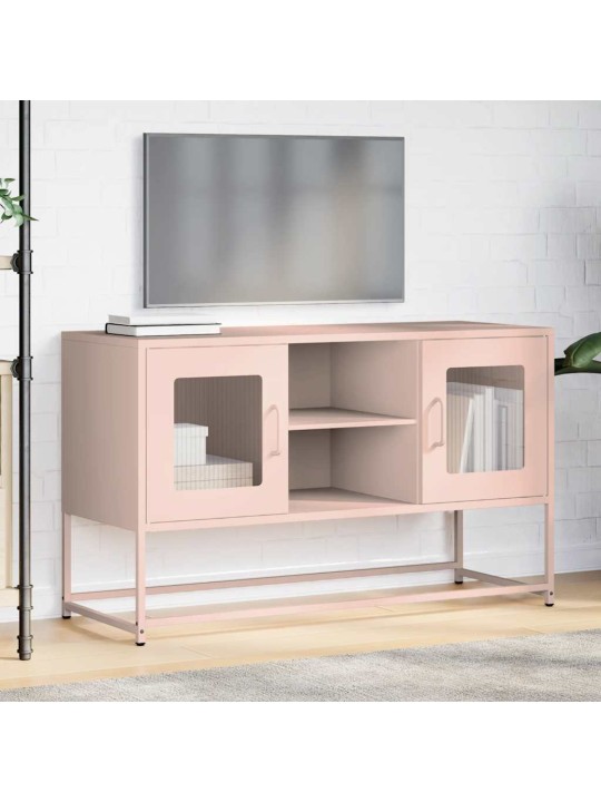 Tv skříňka růžová 100,5 x 39 x 60,5 cm ocel