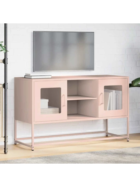 Tv skříňka růžová 100,5 x 39 x 60,5 cm ocel