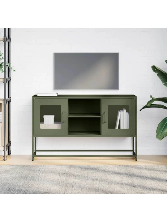 Tv skříňka olivově zelená 100,5 x 39 x 60,5 cm ocel