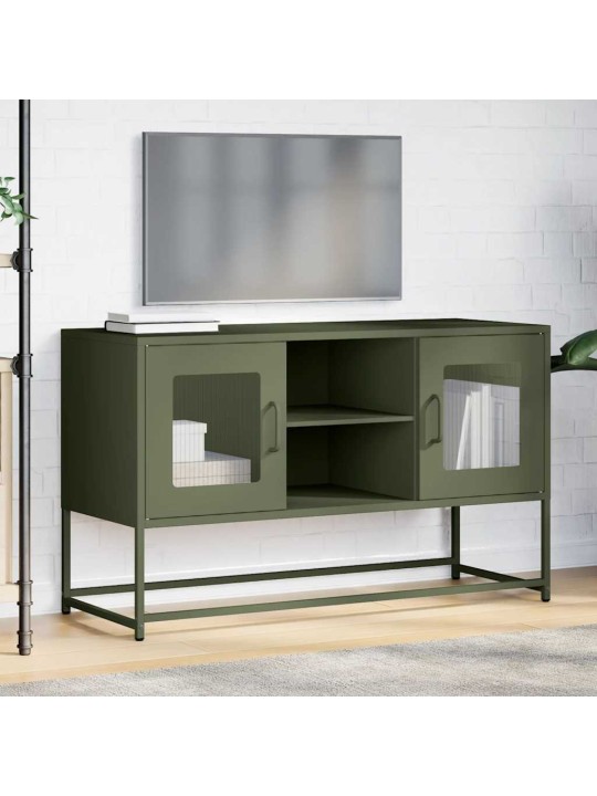 Tv skříňka olivově zelená 100,5 x 39 x 60,5 cm ocel