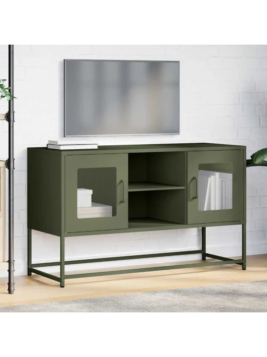 Tv skříňka olivově zelená 100,5 x 39 x 60,5 cm ocel