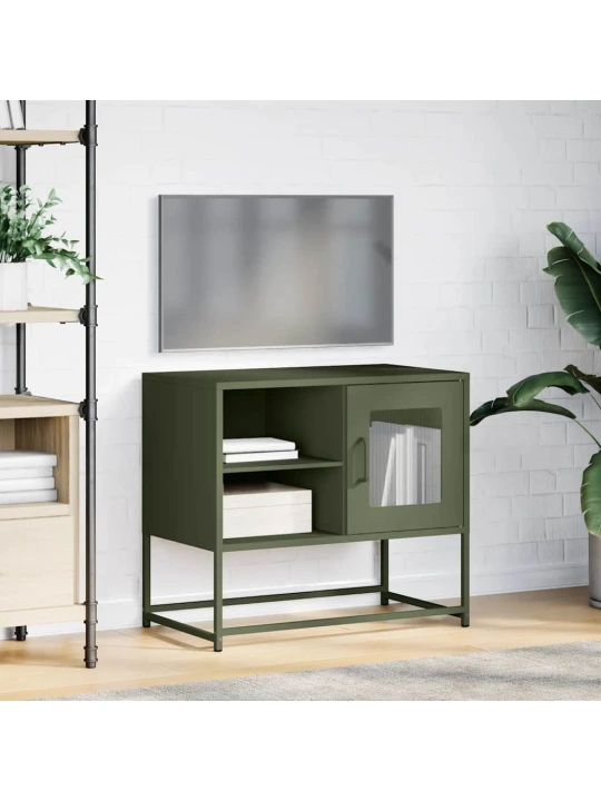 Tv skříňka olivově zelená 68 x 39 x 60,5 cm ocel