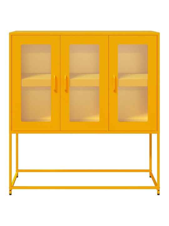 Příborník žlutý 100,5 x 39 x 107 cm ocel válcovaná za studena