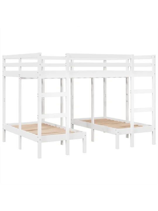 Rám trojité patrové postele bílý 140x200/70x140 cm borovice