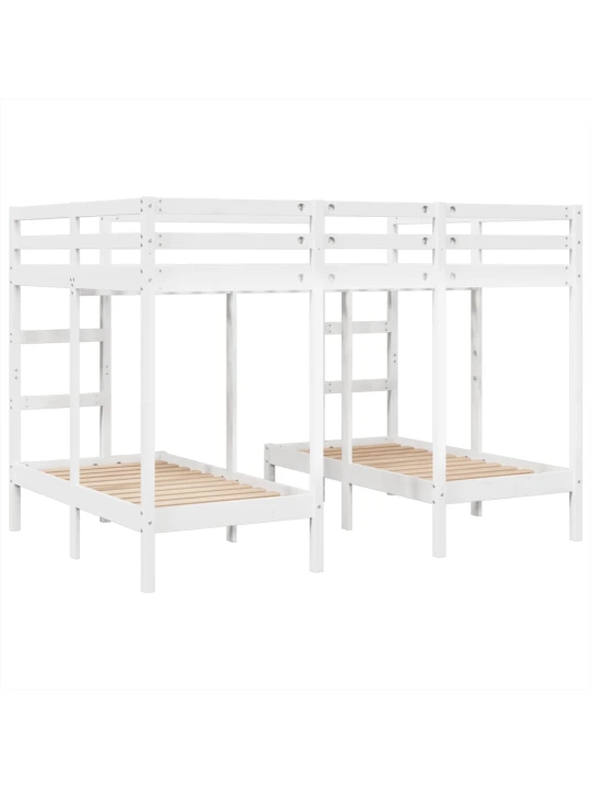 Rám trojité patrové postele bílý 140x200/70x140 cm borovice