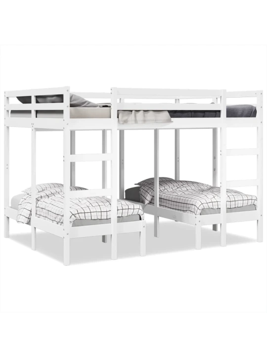 Rám trojité patrové postele bílý 140x200/70x140 cm borovice