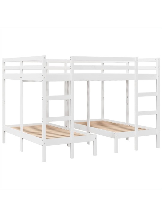 Rám trojité patrové postele bílý 160x200/80x160 cm borovice