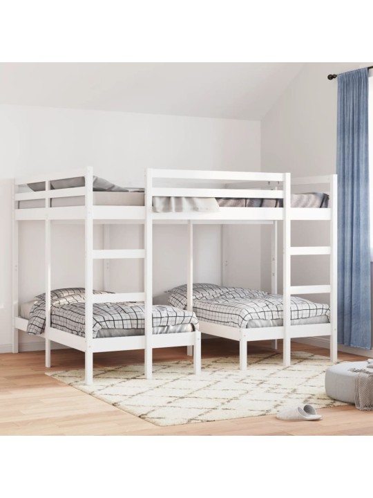 Rám trojité patrové postele bílý 160x200/80x160 cm borovice