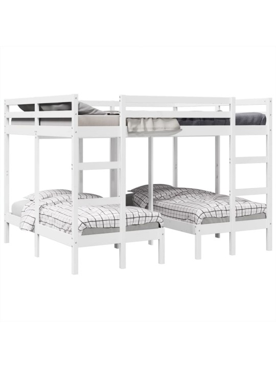 Rám trojité patrové postele bílý 160x200/80x160 cm borovice