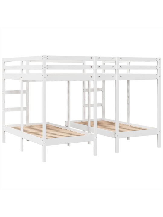 Rám trojité patrové postele bílý 160x200/80x160 cm borovice