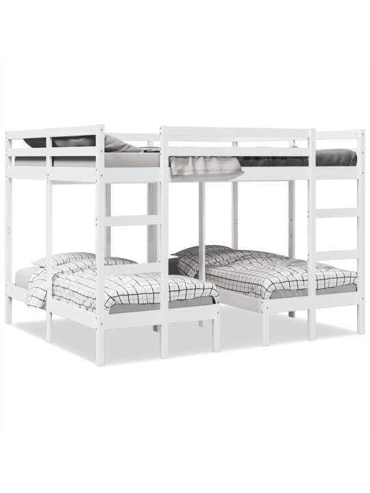 Rám trojité patrové postele bílý 160x200/80x160 cm borovice
