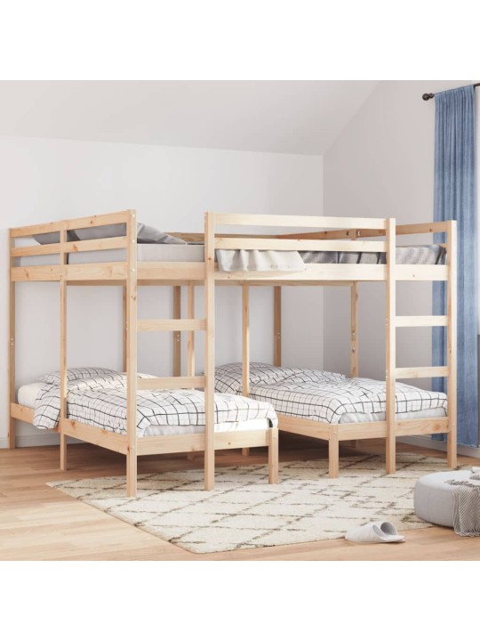 Rám trojité patrové postele 200x200/80x200 cm masivní borovice