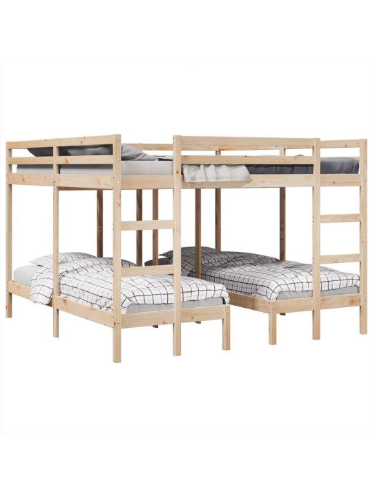 Rám trojité patrové postele 200x200/80x200 cm masivní borovice