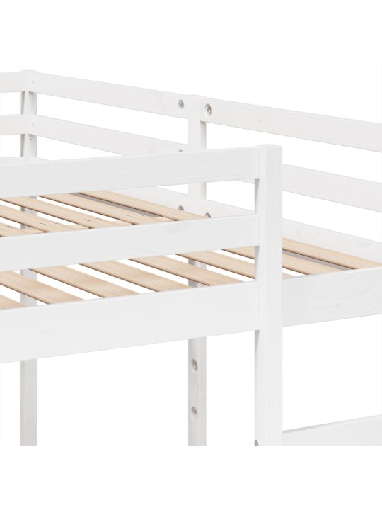Rám trojité patrové postele bílý 200x200/80x200 cm borovice