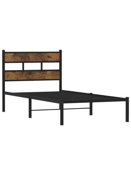 Kovový rám postele bez matrace kouřový dub 75 x 190 cm