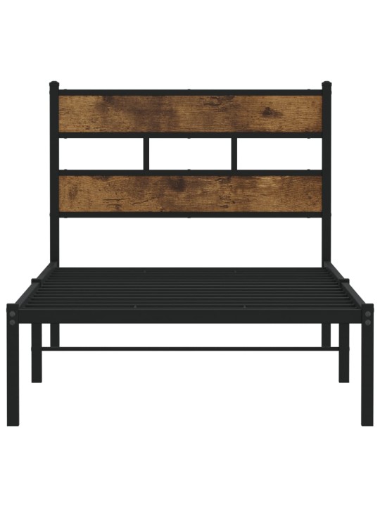 Kovový rám postele bez matrace kouřový dub 75 x 190 cm