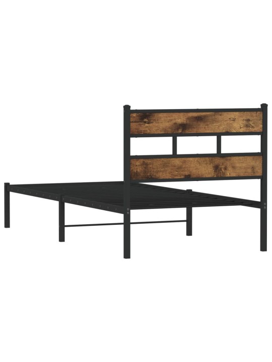 Kovový rám postele bez matrace kouřový dub 75 x 190 cm