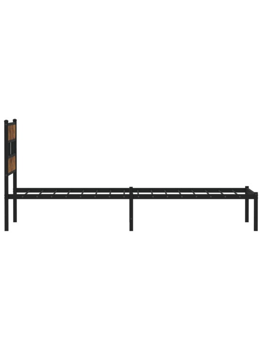 Kovový rám postele bez matrace kouřový dub 100 x 200 cm
