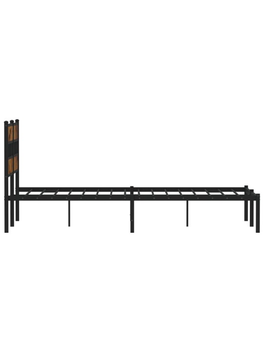 Kovový rám postele bez matrace kouřový dub 120 x 200 cm