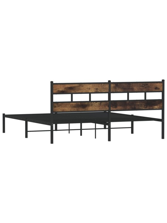 Kovový rám postele bez matrace kouřový dub 180 x 200 cm
