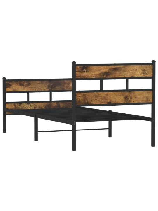 Kovový rám postele bez matrace kouřový dub 90 x 200 cm