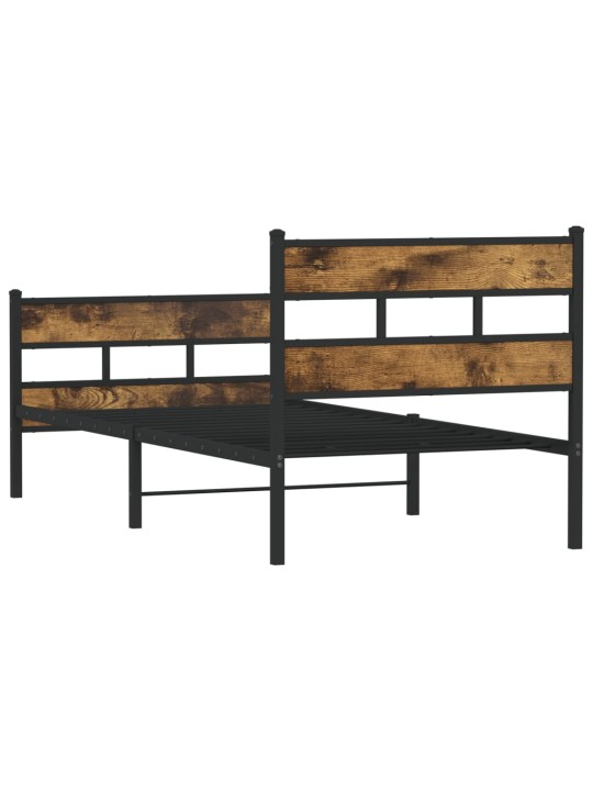 Kovový rám postele bez matrace kouřový dub 100 x 200 cm