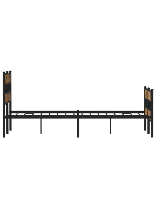 Kovový rám postele bez matrace kouřový dub 120 x 200 cm