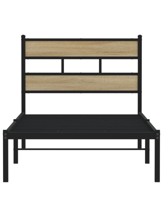 Kovový rám postele bez matrace dub sonoma 75 x 190 cm