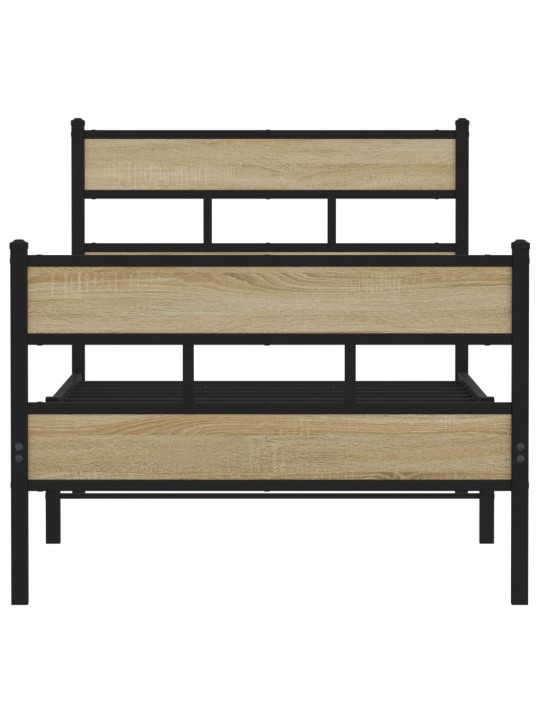 Kovový rám postele bez matrace dub sonoma 75 x 190 cm