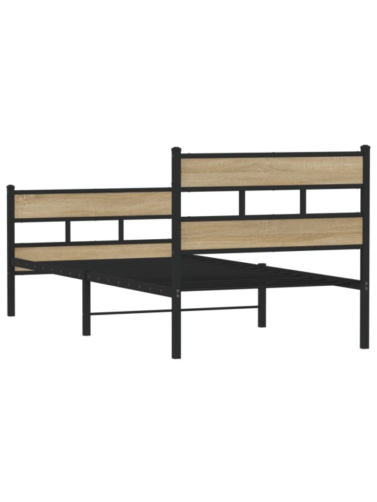 Kovový rám postele bez matrace dub sonoma 75 x 190 cm