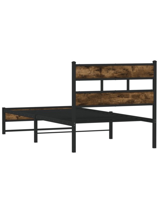 Kovový rám postele bez matrace kouřový dub 75 x 190 cm