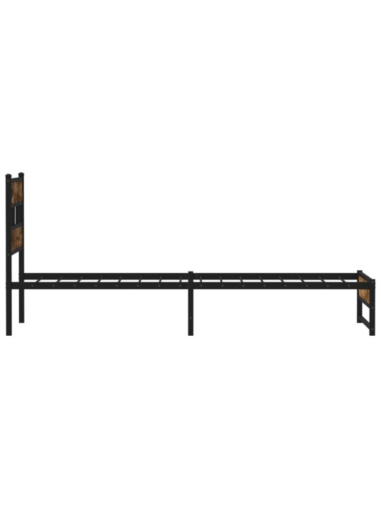 Kovový rám postele bez matrace kouřový dub 100 x 200 cm
