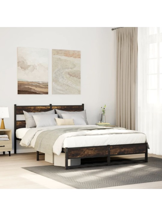 Kovový rám postele bez matrace kouřový dub 140 x 200 cm